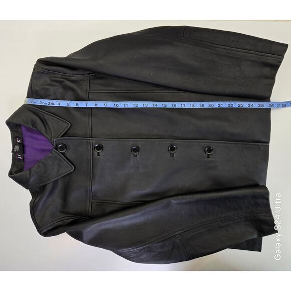 Vintage J.G. Hook Black Leather Jacket Button Up Lined Women's L - Picture 5 of 6